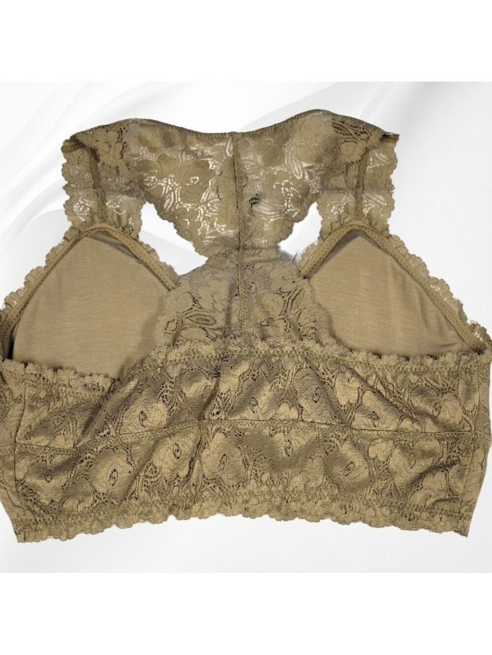 💚 ZENANA Lace Olive Green Racerback Bralette | Boho Chic Everyday Essential - Picture 7 of 7